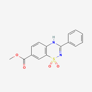 molecular formula C15H12N2O4S B1419571 1,1-二氧代-3-苯基-4H-1$L^{6},2,4-苯并噻二嗪-7-羧酸甲酯 CAS No. 1210774-95-0