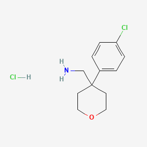 molecular formula C12H17Cl2NO B1419585 盐酸[4-(4-氯苯基)氧杂-4-基]甲胺 CAS No. 1210893-58-5
