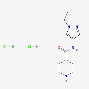 molecular formula C11H20Cl2N4O B1419588 N-(1-ethyl-1H-pyrazol-4-yl)piperidine-4-carboxamide dihydrochloride CAS No. 1210224-02-4