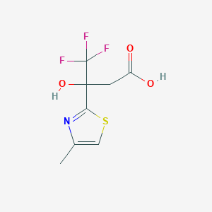molecular formula C8H8F3NO3S B1419591 4,4,4-Trifluoro-3-hydroxy-3-(4-methyl-1,3-thiazol-2-yl)butanoic acid CAS No. 1197469-61-6