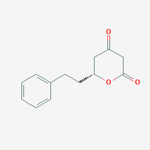 molecular formula C13H14O3 B14195953 2H-Pyran-2,4(3H)-dione, dihydro-6-(2-phenylethyl)-, (6R)- CAS No. 862464-35-5