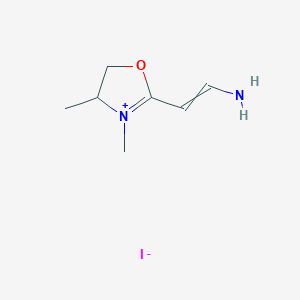 2-(2-Aminoethenyl)-3,4-dimethyl-4,5-dihydro-1,3-oxazol-3-ium iodide