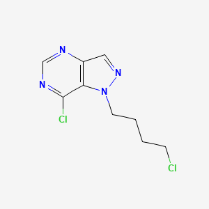 molecular formula C9H10Cl2N4 B14196110 7-Chloro-1-(4-chlorobutyl)-1H-pyrazolo[4,3-d]pyrimidine CAS No. 923283-52-7