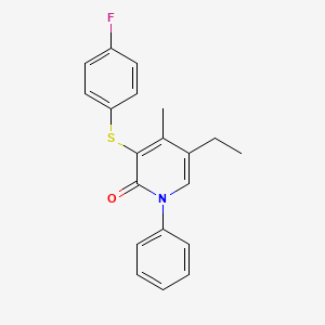 molecular formula C20H18FNOS B14196238 5-Ethyl-3-[(4-fluorophenyl)sulfanyl]-4-methyl-1-phenylpyridin-2(1H)-one CAS No. 918543-38-1