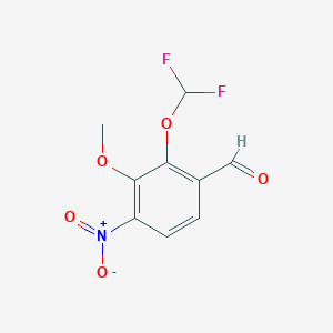 molecular formula C9H7F2NO5 B1419624 2-(二氟甲氧基)-3-甲氧基-4-硝基苯甲醛 CAS No. 1211651-24-9