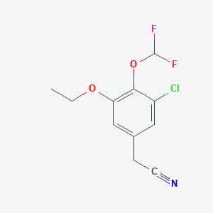molecular formula C11H10ClF2NO2 B1419626 2-[3-氯-4-(二氟甲氧基)-5-乙氧基苯基]乙腈 CAS No. 1197699-95-8