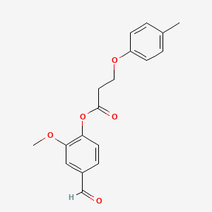 molecular formula C18H18O5 B14196526 Propanoic acid, 3-(4-methylphenoxy)-, 4-formyl-2-methoxyphenyl ester CAS No. 844634-14-6