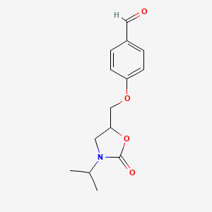 molecular formula C14H17NO4 B1419668 4-((3-异丙基-2-氧代噁唑啉-5-基)甲氧基)苯甲醛 CAS No. 1173203-26-3