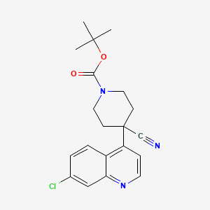 molecular formula C20H22ClN3O2 B1419689 叔丁基 4-(7-氯喹啉-4-基)-4-氰基哌啶-1-甲酸酯 CAS No. 1015856-31-1