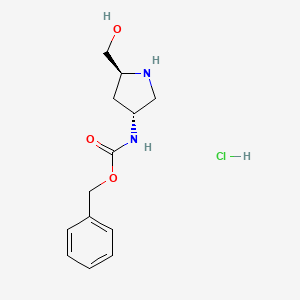 molecular formula C13H19ClN2O3 B1419716 Benzyl ((3R,5S)-5-(hydroxymethyl)pyrrolidin-3-yl)carbamate hydrochloride CAS No. 1194057-62-9