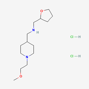 molecular formula C14H30Cl2N2O2 B1419720 {[1-(2-Methoxyethyl)piperidin-4-yl]methyl}(tetrahy-drofuran-2-ylmethyl)amine dihydrochloride CAS No. 1185299-61-9