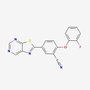 2-(2-Fluorophenoxy)-5-([1,3]thiazolo[5,4-d]pyrimidin-2-yl)benzonitrile