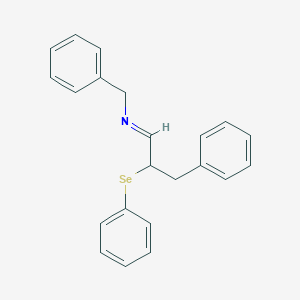 molecular formula C22H21NSe B14198355 Benzenemethanamine, N-[3-phenyl-2-(phenylseleno)propylidene]- CAS No. 831200-73-8