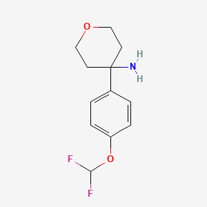 molecular formula C12H15F2NO2 B1419836 4-[4-(二氟甲氧基)苯基]氧杂-4-胺 CAS No. 1094442-23-5
