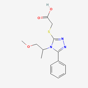 molecular formula C14H17N3O3S B1419839 2-{[4-(1-methoxypropan-2-yl)-5-phenyl-4H-1,2,4-triazol-3-yl]sulfanyl}acetic acid CAS No. 1038360-54-1