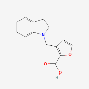 molecular formula C15H15NO3 B1419841 3-[(2-methyl-2,3-dihydro-1H-indol-1-yl)methyl]furan-2-carboxylic acid CAS No. 1094432-91-3