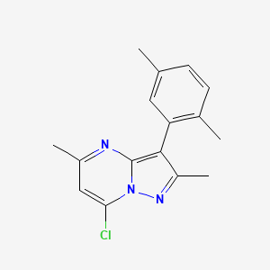 molecular formula C16H16ClN3 B1419842 7-氯-3-(2,5-二甲基苯基)-2,5-二甲基吡唑并[1,5-a]嘧啶 CAS No. 1204297-69-7