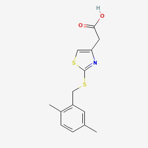 molecular formula C14H15NO2S2 B1419857 {2-[(2,5-二甲基苄基)硫]-1,3-噻唑-4-基}乙酸 CAS No. 1050101-82-0