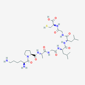 molecular formula C33H59N9O9S B14199044 L-Lysyl-L-prolyl-L-alanylglycyl-L-leucyl-L-leucylglycyl-L-cysteine CAS No. 915717-24-7