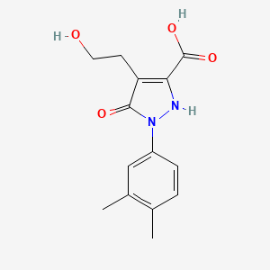 molecular formula C14H16N2O4 B1419908 1-(3,4-二甲苯基)-4-(2-羟乙基)-5-氧代-2,5-二氢-1H-吡唑-3-羧酸 CAS No. 1204298-38-3