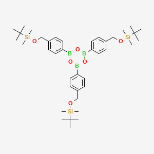 molecular formula C39H63B3O6Si3 B14199297 {1,3,5,2,4,6-Trioxatriborinane-2,4,6-triyltris[(4,1-phenylene)methyleneoxy]}tris[tert-butyl(dimethyl)silane] CAS No. 889118-09-6