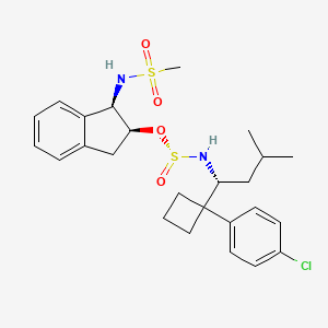 molecular formula C25H33ClN2O4S2 B14199308 (1R,2S)-1-[(Methanesulfonyl)amino]-2,3-dihydro-1H-inden-2-yl (R)-{(1R)-1-[1-(4-chlorophenyl)cyclobutyl]-3-methylbutyl}sulfuramidoite CAS No. 877994-49-5