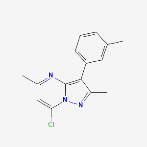 molecular formula C15H14ClN3 B1419936 7-Chloro-2,5-dimethyl-3-(3-methylphenyl)pyrazolo[1,5-a]pyrimidine CAS No. 1204297-77-7