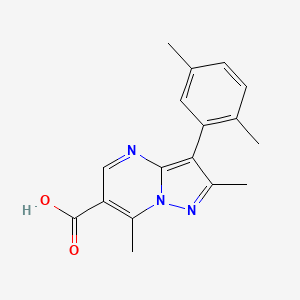 molecular formula C17H17N3O2 B1419946 3-(2,5-Dimethylphenyl)-2,7-dimethylpyrazolo[1,5-a]pyrimidine-6-carboxylic acid CAS No. 1204296-98-9