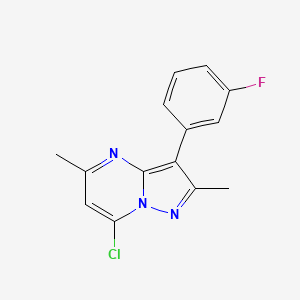 molecular formula C14H11ClFN3 B1419947 7-Chloro-3-(3-fluorophenyl)-2,5-dimethylpyrazolo[1,5-a]pyrimidine CAS No. 1204297-75-5