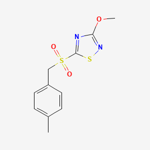 molecular formula C11H12N2O3S2 B14199533 3-Methoxy-5-[(4-methylphenyl)methanesulfonyl]-1,2,4-thiadiazole CAS No. 922504-73-2