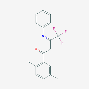 (3Z)-1-(2,5-Dimethylphenyl)-4,4,4-trifluoro-3-(phenylimino)butan-1-one