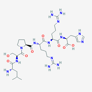 molecular formula C32H56N14O8 B14200135 L-Leucyl-L-seryl-L-prolyl-N~5~-(diaminomethylidene)-L-ornithyl-N~5~-(diaminomethylidene)-L-ornithyl-L-histidine CAS No. 920011-45-6