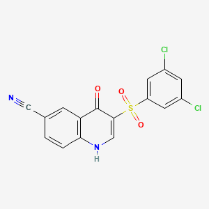 molecular formula C16H8Cl2N2O3S B1420036 3-((3,5-二氯苯基)磺酰基)-4-氧代-1,4-二氢喹啉-6-腈 CAS No. 1019153-09-3
