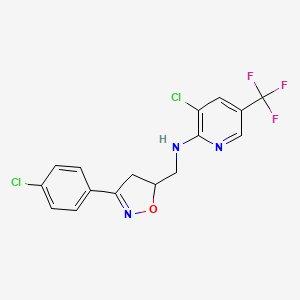 molecular formula C16H12Cl2F3N3O B1420044 3-chloro-N-{[3-(4-chlorophenyl)-4,5-dihydro-5-isoxazolyl]methyl}-5-(trifluoromethyl)-2-pyridinamine CAS No. 1209962-52-6