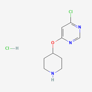 molecular formula C9H13Cl2N3O B1420061 4-氯-6-(哌啶-4-氧基)嘧啶盐酸盐 CAS No. 1185314-18-4