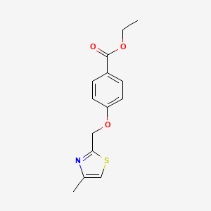 molecular formula C14H15NO3S B1420084 Ethyl 4-[(4-methyl-1,3-thiazol-2-yl)methoxy]benzoate CAS No. 1204298-44-1