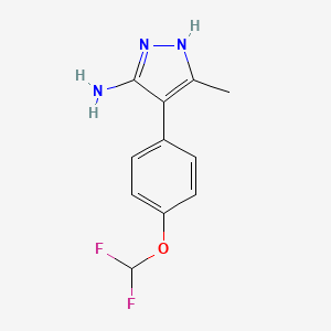 molecular formula C11H11F2N3O B1420090 4-[4-(二氟甲氧基)苯基]-3-甲基-1H-吡唑-5-胺 CAS No. 1187766-74-0