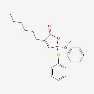 molecular formula C24H30O3Si B14200919 3-Hexyl-5-methoxy-5-[methyl(diphenyl)silyl]furan-2(5H)-one CAS No. 918129-25-6