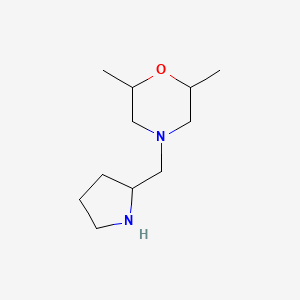 molecular formula C11H22N2O B1420108 2,6-Dimethyl-4-(pyrrolidin-2-ylmethyl)morpholine CAS No. 1212315-86-0