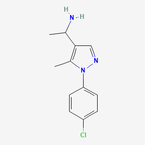 molecular formula C12H14ClN3 B1420116 1-[1-(4-氯苯基)-5-甲基-1H-吡唑-4-基]乙基胺 CAS No. 1152950-12-3