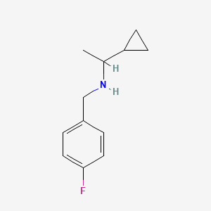 molecular formula C12H16FN B1420146 (1-Cyclopropylethyl)[(4-fluorophenyl)methyl]amine CAS No. 1019481-51-6