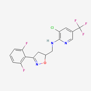 molecular formula C16H11ClF5N3O B1420158 3-chloro-N-{[3-(2,6-difluorophenyl)-4,5-dihydro-5-isoxazolyl]methyl}-5-(trifluoromethyl)-2-pyridinamine CAS No. 1209816-32-9