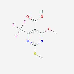 molecular formula C8H7F3N2O3S B1420175 4-Methoxy-2-(methylsulfanyl)-6-(trifluoromethyl)-5-pyrimidinecarboxylic acid CAS No. 1186404-89-6
