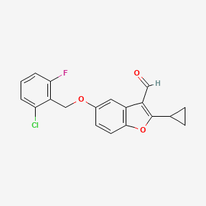 molecular formula C19H14ClFO3 B1420177 5-[(2-Chloro-6-fluorobenzyl)oxy]-2-cyclopropyl-1-benzofuran-3-carbaldehyde CAS No. 1210309-96-8