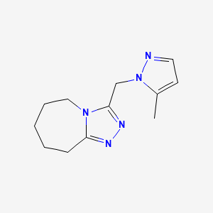 molecular formula C12H17N5 B1420189 3-[(5-甲基-1H-吡唑-1-基)甲基]-6,7,8,9-四氢-5H-[1,2,4]三唑并[4,3-a]氮杂环庚三烯 CAS No. 1174847-42-7