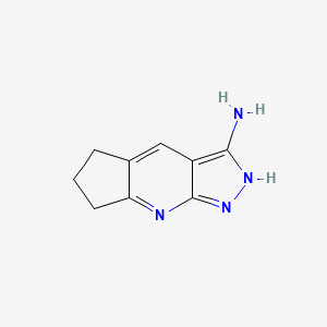 molecular formula C9H10N4 B1420238 2,4,5-三氮杂三环[7.3.0.0^{3,7}]十二-1,3(7),5,8-四烯-6-胺 CAS No. 1193390-39-4