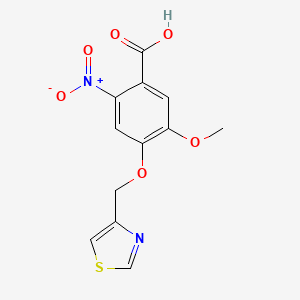 molecular formula C12H10N2O6S B1420318 5-甲氧基-2-硝基-4-(1,3-噻唑-4-基甲氧基)苯甲酸 CAS No. 1096827-33-6