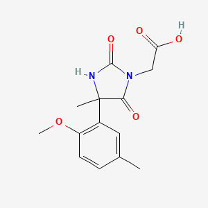 molecular formula C14H16N2O5 B1420336 2-[4-(2-甲氧基-5-甲苯基)-4-甲基-2,5-二氧代咪唑烷-1-基]乙酸 CAS No. 1152642-00-6