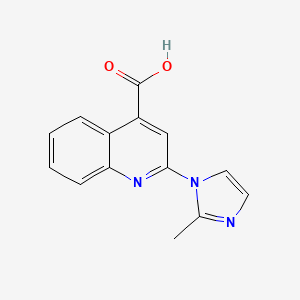 molecular formula C14H11N3O2 B1420389 2-(2-甲基-1H-咪唑-1-基)喹啉-4-羧酸 CAS No. 1097017-32-7