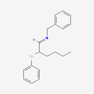 molecular formula C19H23NSe B14204509 Benzenemethanamine, N-[2-(phenylseleno)hexylidene]- CAS No. 831200-72-7